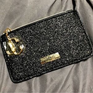 Jimmy Choo Parfums Black Glitter Small Coin Purse Clutch Cosmetic Bag JC Gold